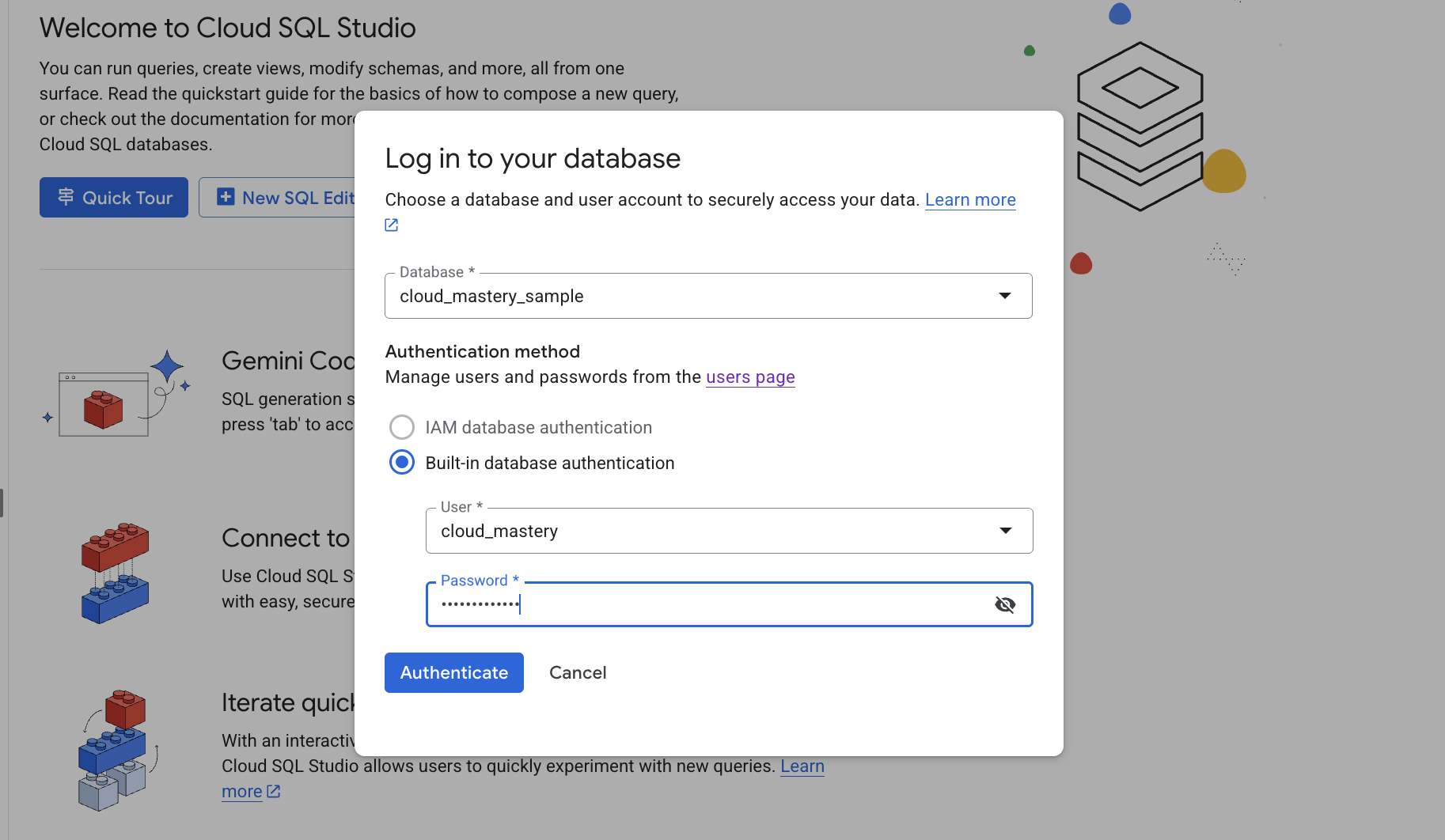 Login to database