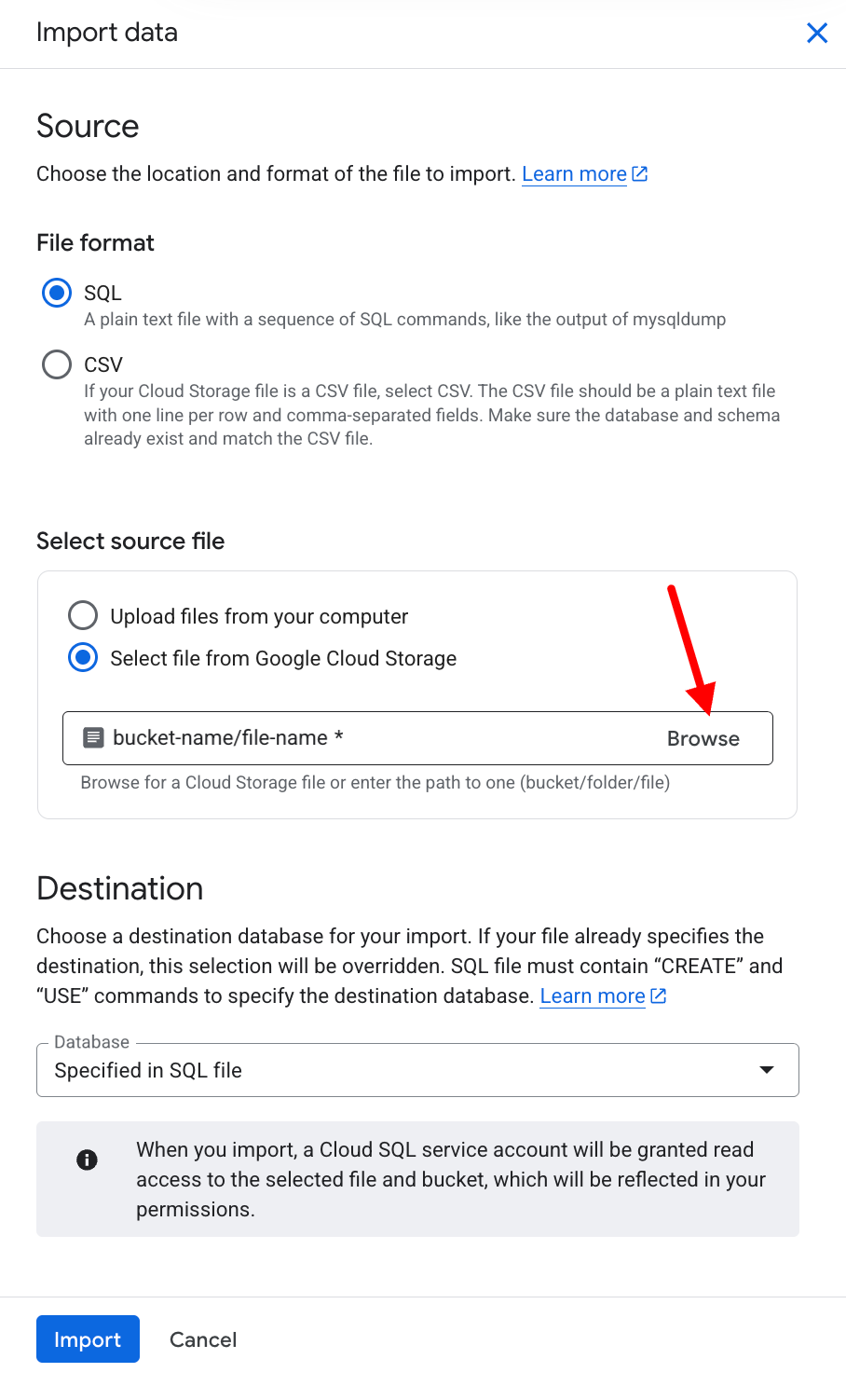 Browse Cloud Storage