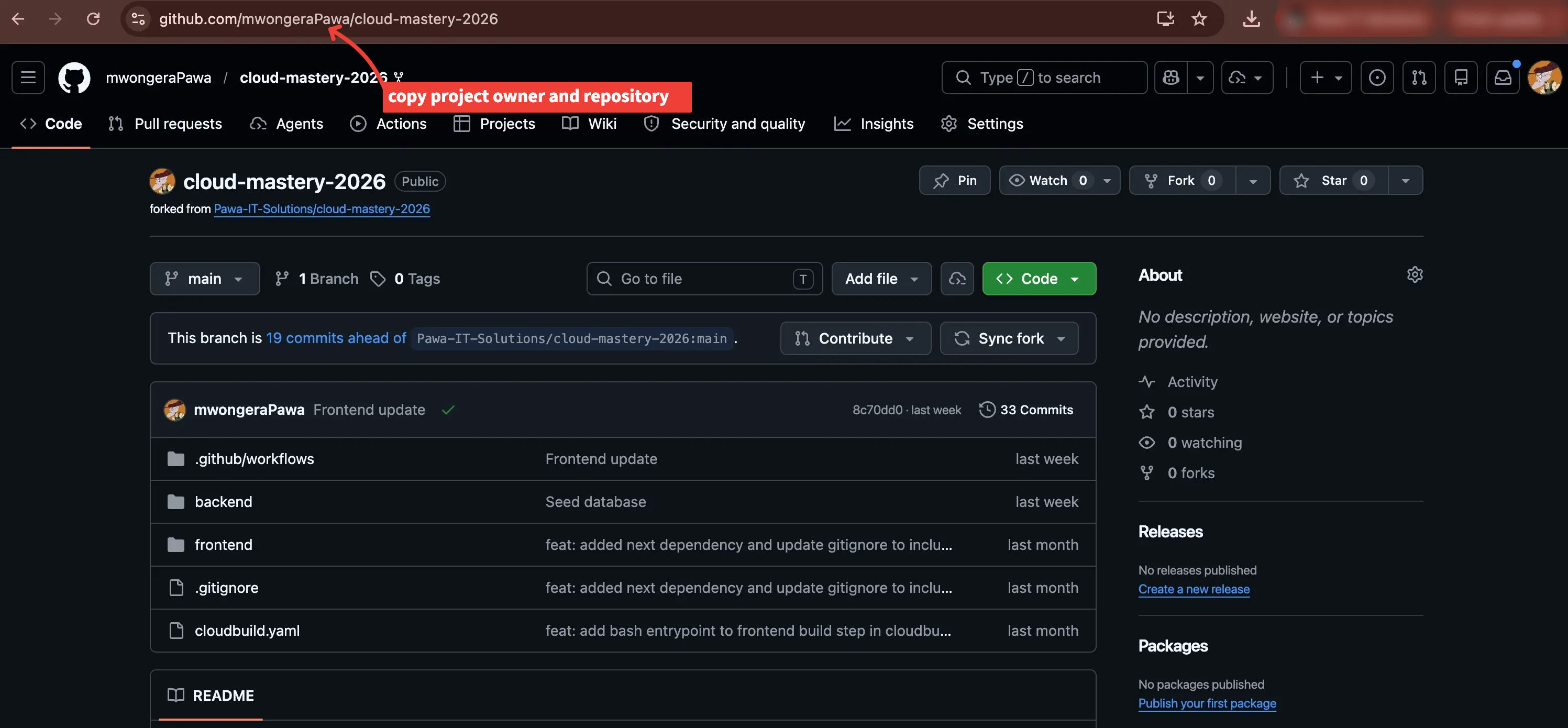 Copy the repository clone URL