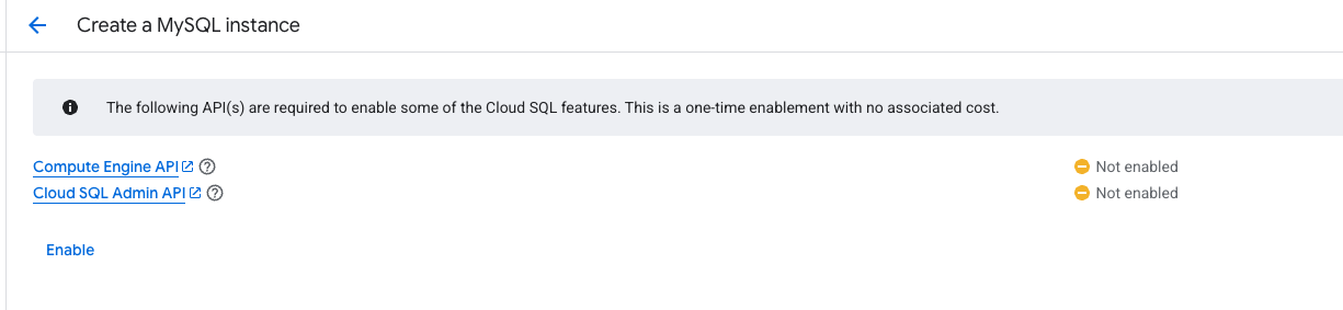 Enable Cloud SQL API