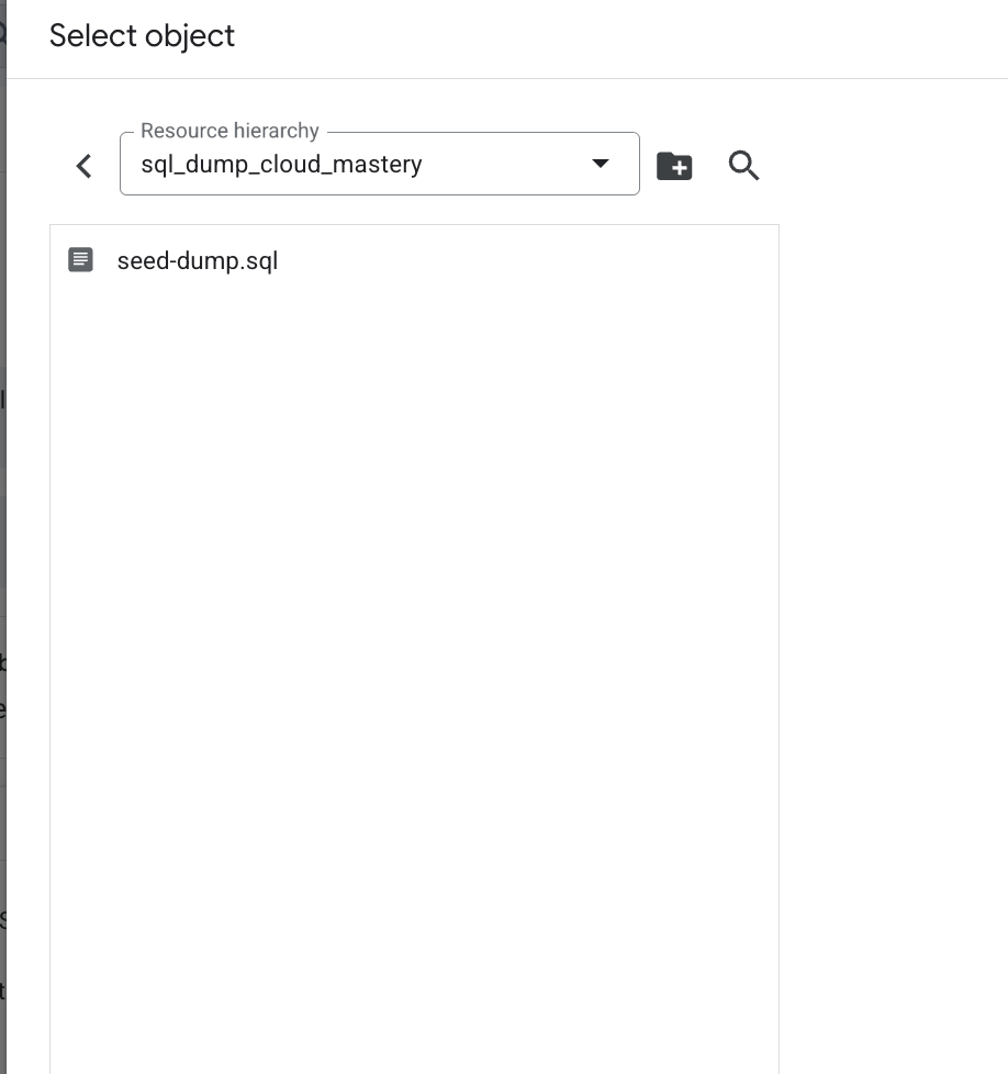 SQL file visible in bucket