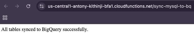 BigQuery sync success