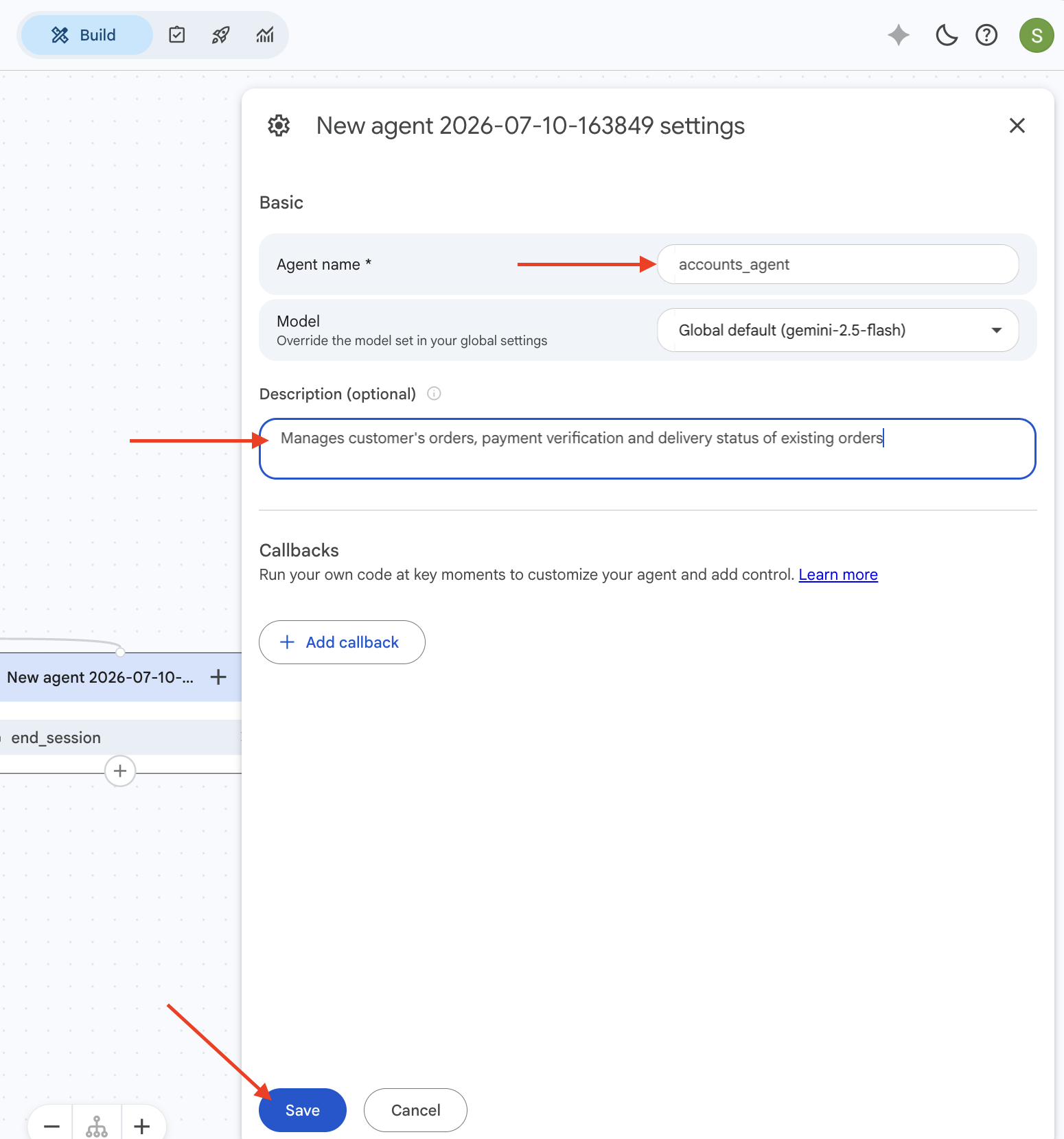 Accounts agent configuration