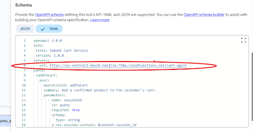 Add the cart-agent url