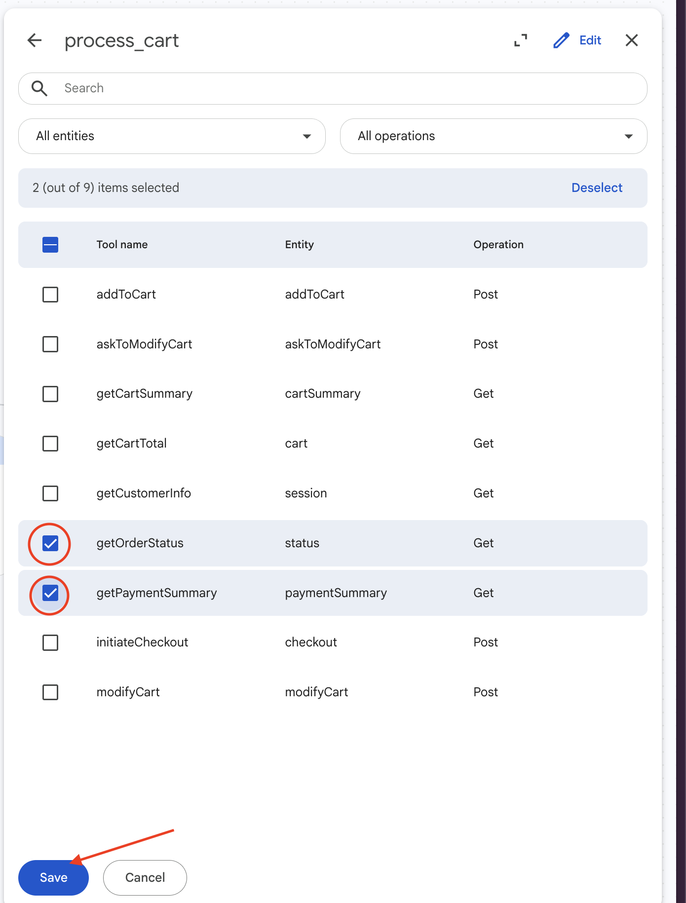 Add process_cart to accounts agent