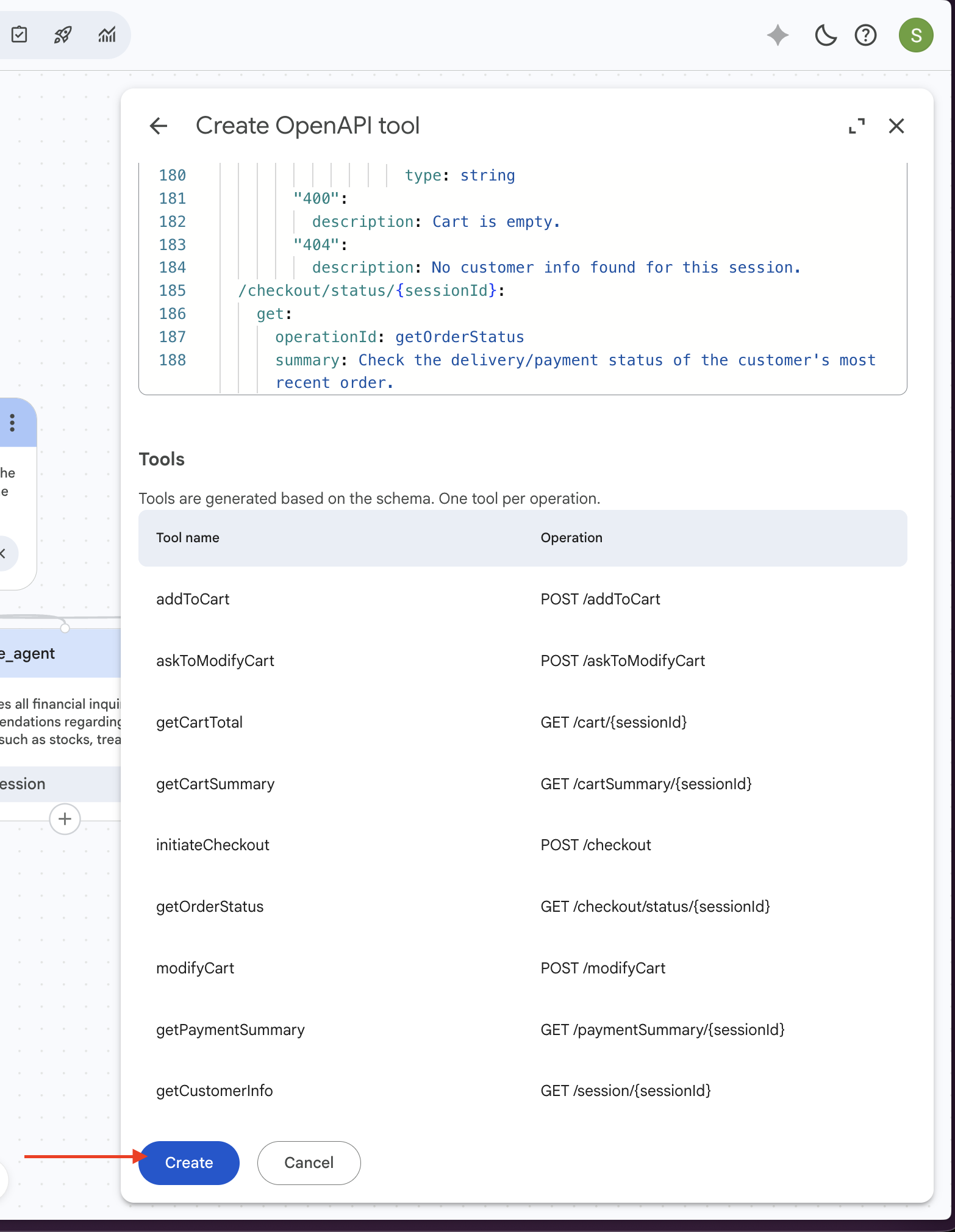 process_cart tool created