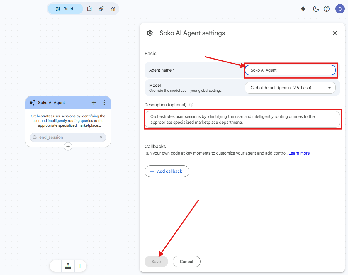 Root agent configuration saved