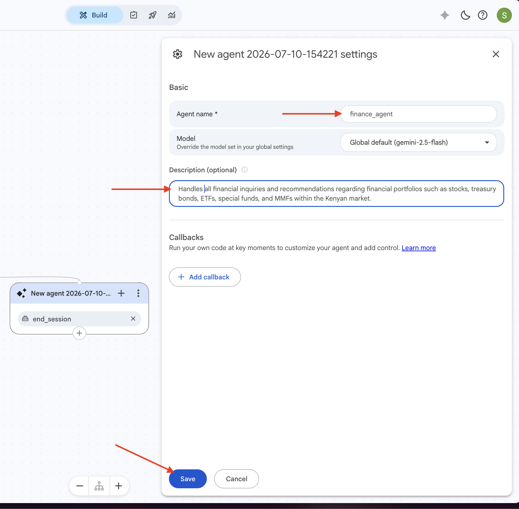Finance agent configuration