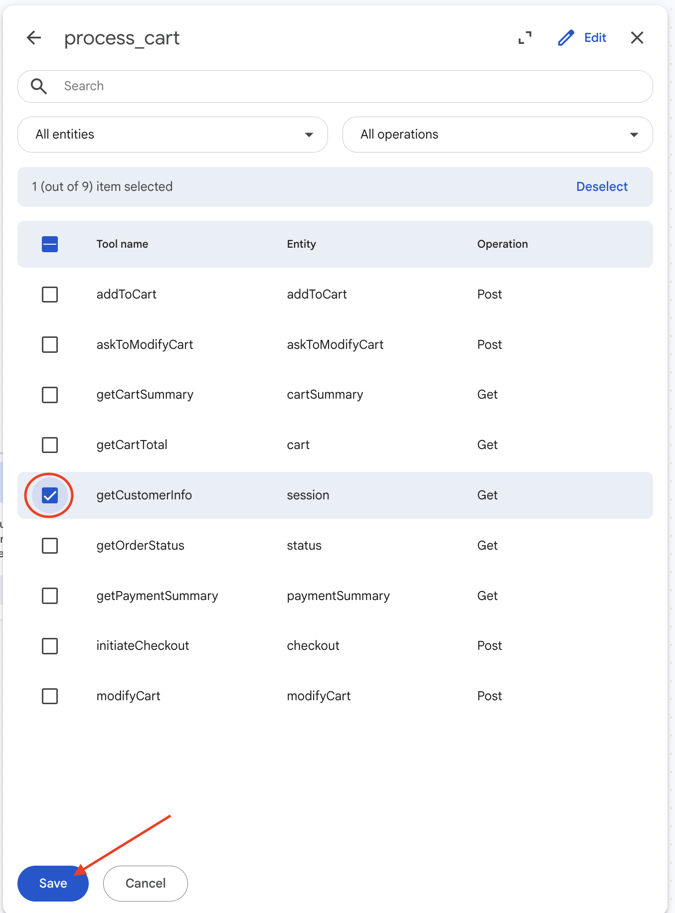 Select getCustomerInfo endpoint
