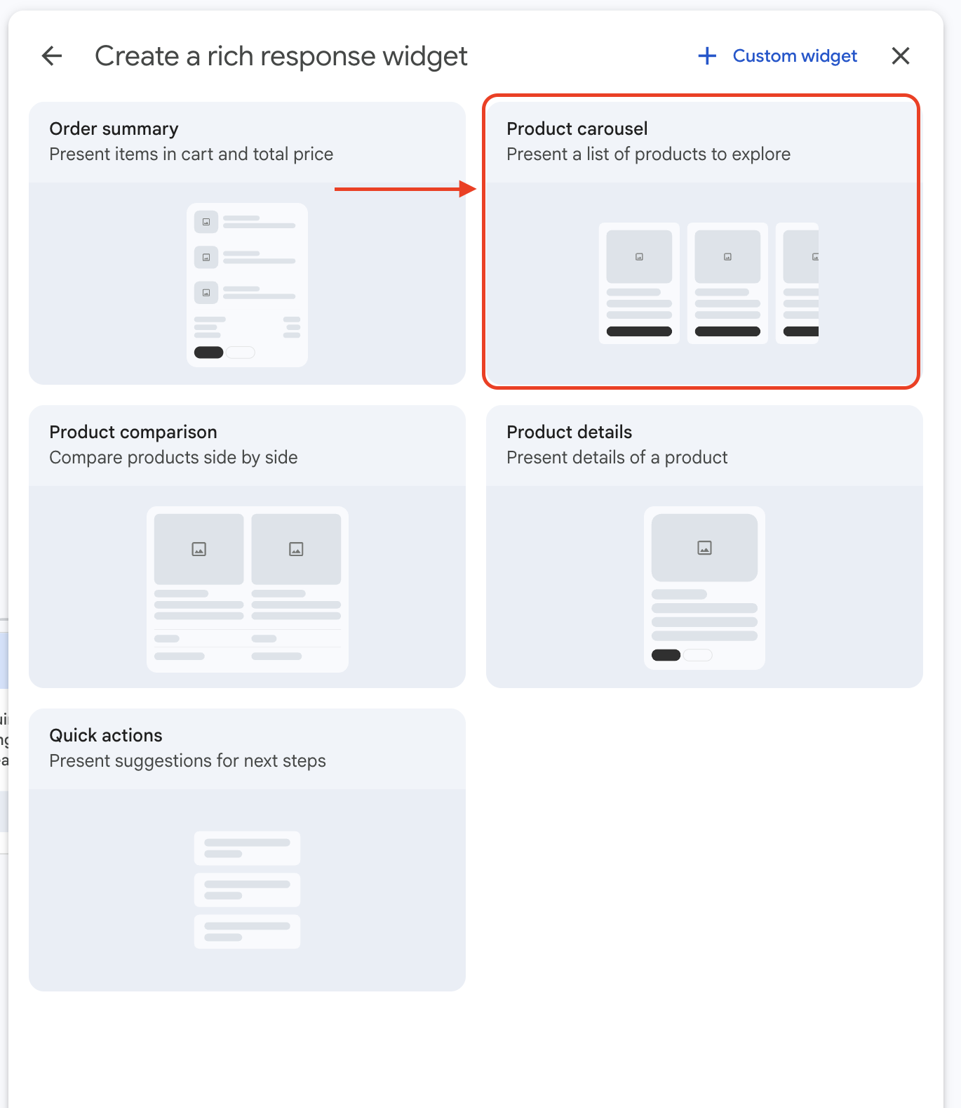 Select product_carousel widget type