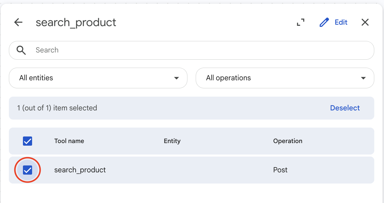 Select search-product Cloud Run service